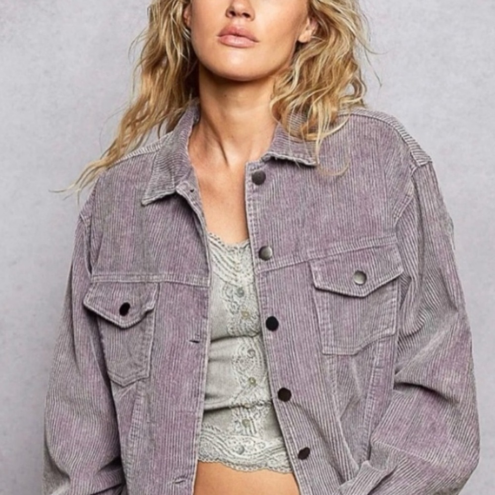 ☀️ POL Corduroy Distressed Trucker Jacket